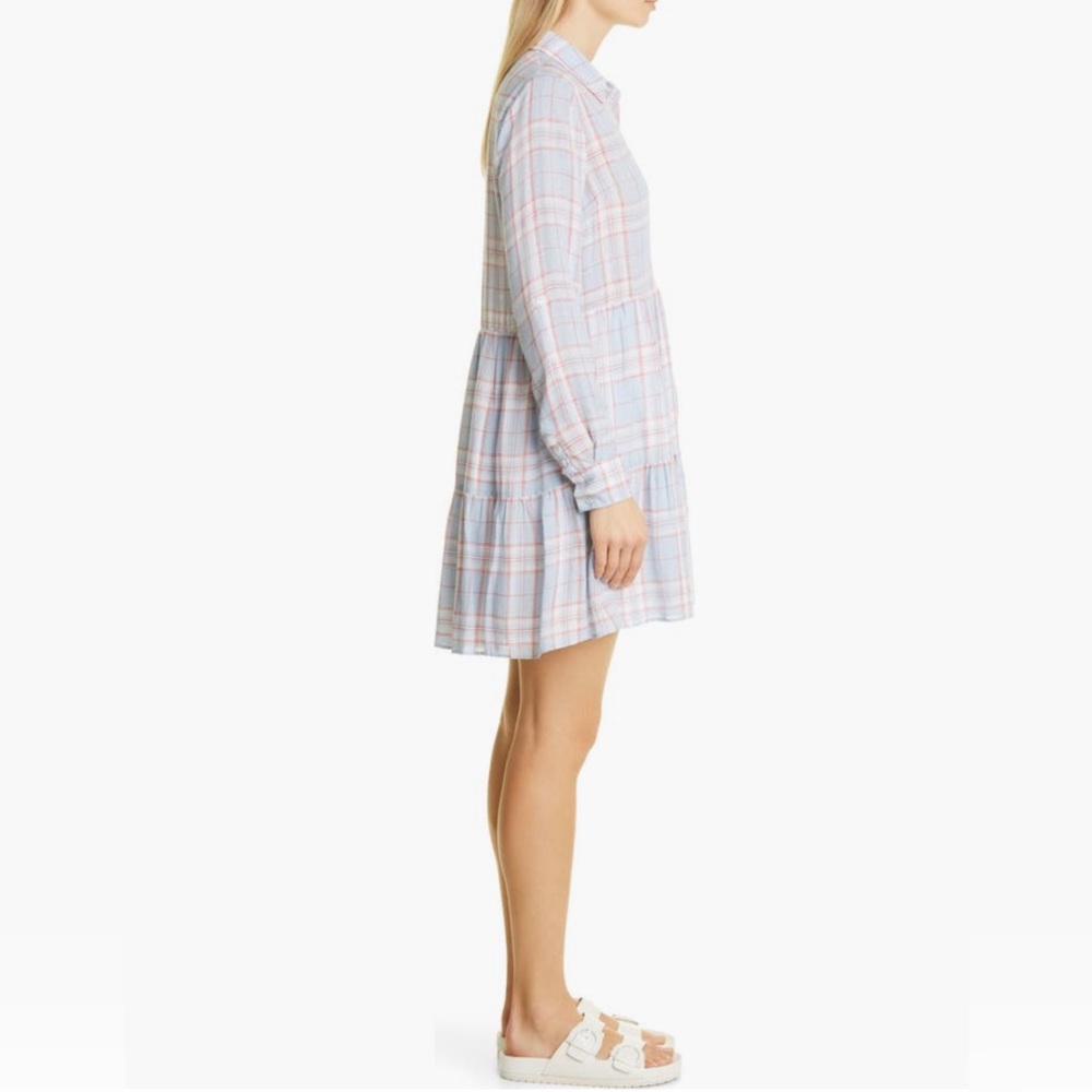 VERONICA BEARD JEMILA PLAID SHIRTDRESS 👗 SIZE LARGE COLOR VAPOR MULTI - Picture 2 of 6